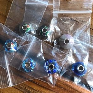 Glass Hand made & painted Bracelet Charms 💙